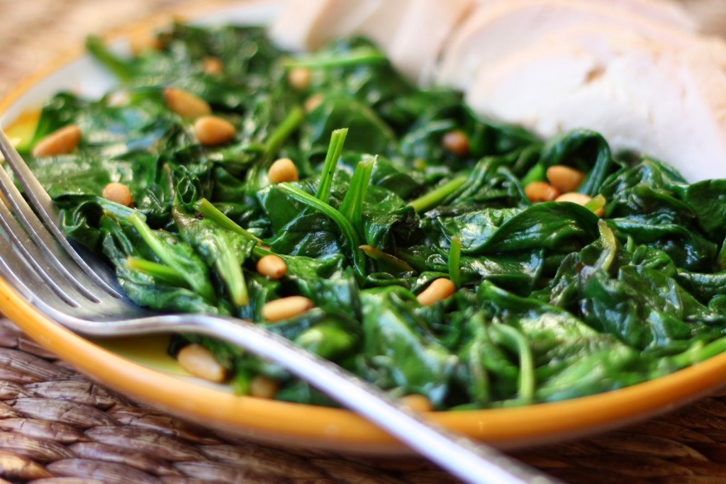 lemon spinach with pine nuts 1